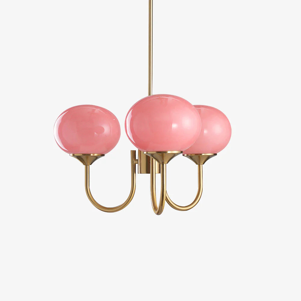 Glamour Chandelier with Glass Shades and Metal Frame – Elegant Ceiling Light