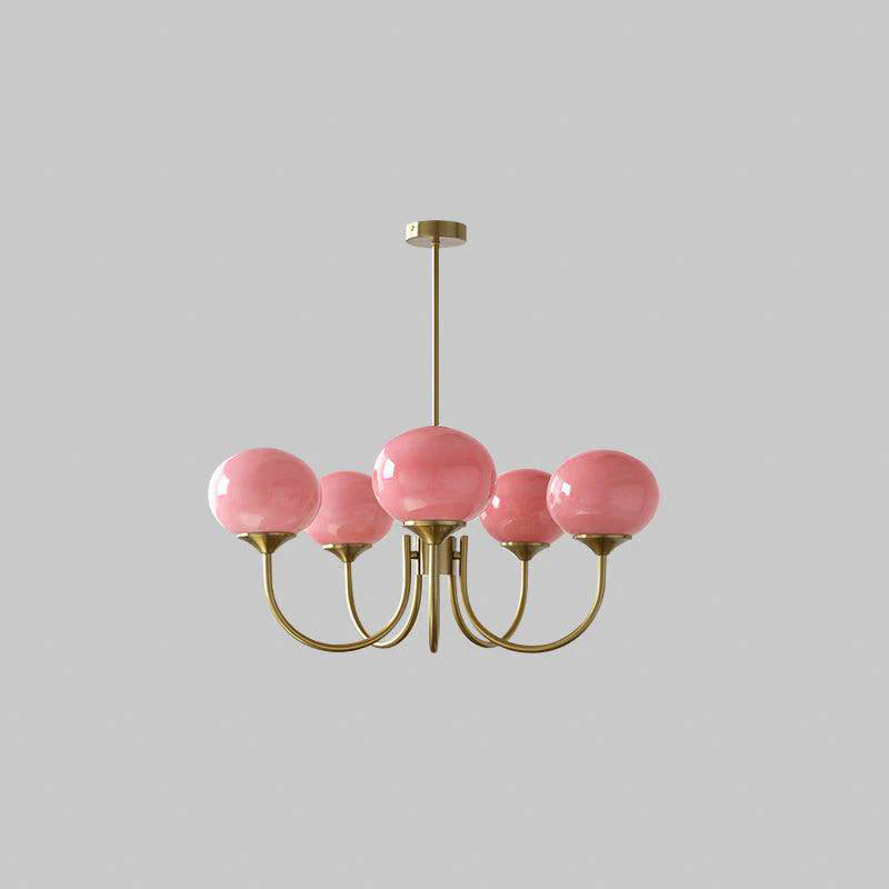 Glamour Chandelier with Glass Shades and Metal Frame – Elegant Ceiling Light