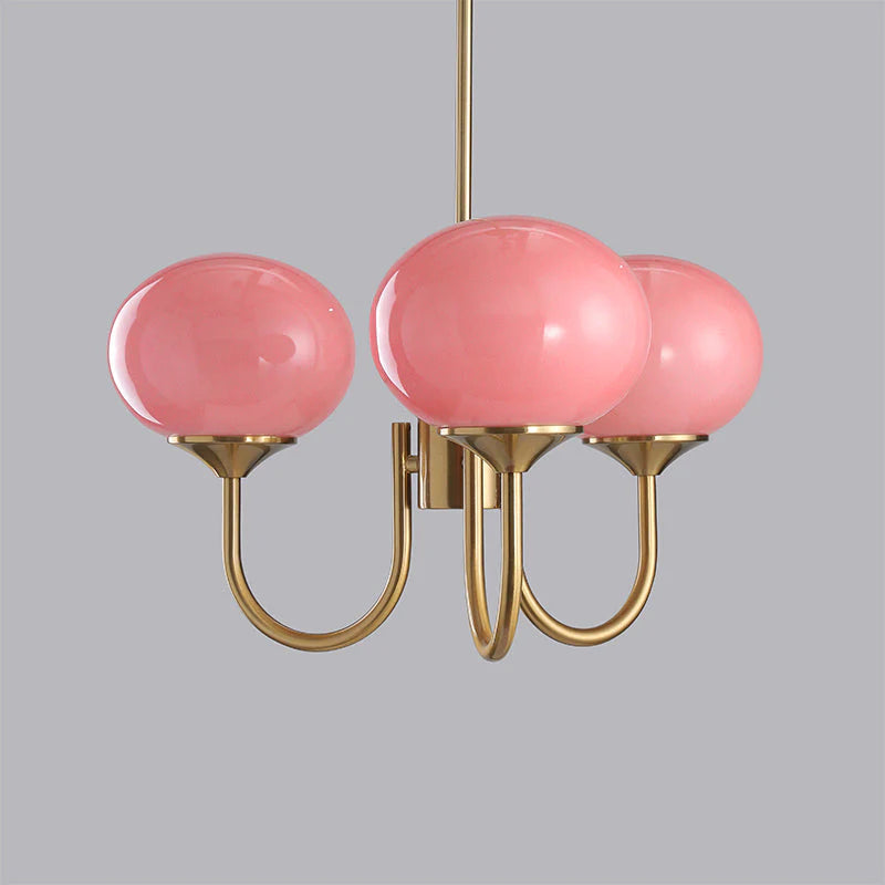 Glamour Chandelier with Glass Shades and Metal Frame – Elegant Ceiling Light