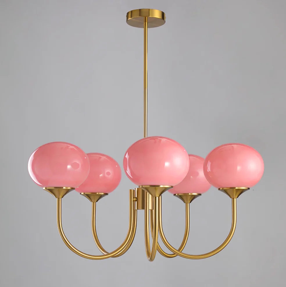 Glamour Chandelier with Glass Shades and Metal Frame – Elegant Ceiling Light