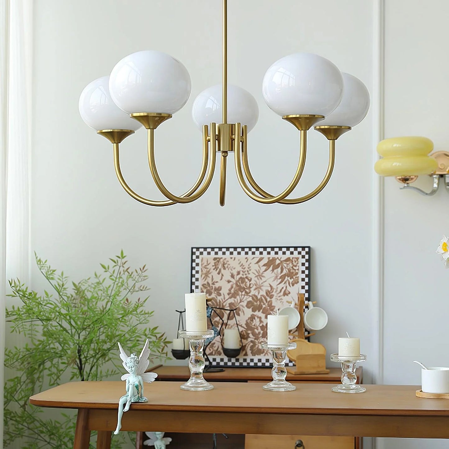 Glamour Chandelier with Glass Shades and Metal Frame – Elegant Ceiling Light