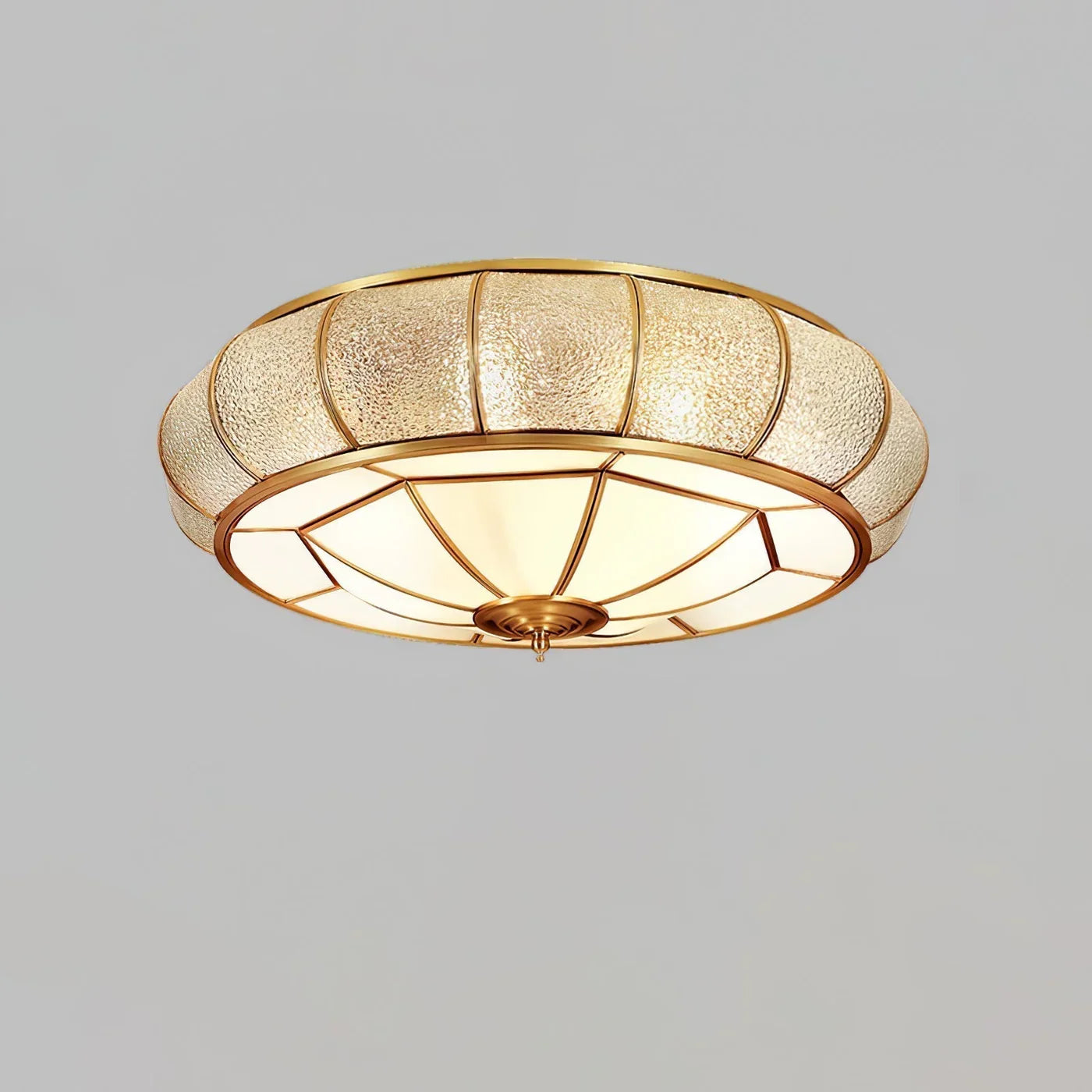 Classic Retro Ceiling Light with Glass & Brass Finish