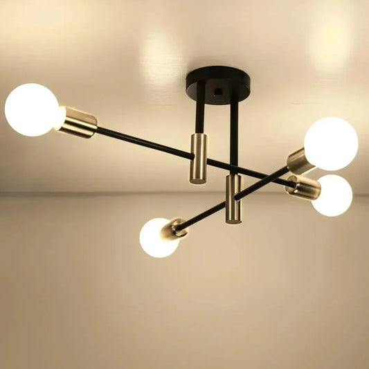 Industrial Ceiling Light with 6 Round Lamp Holders