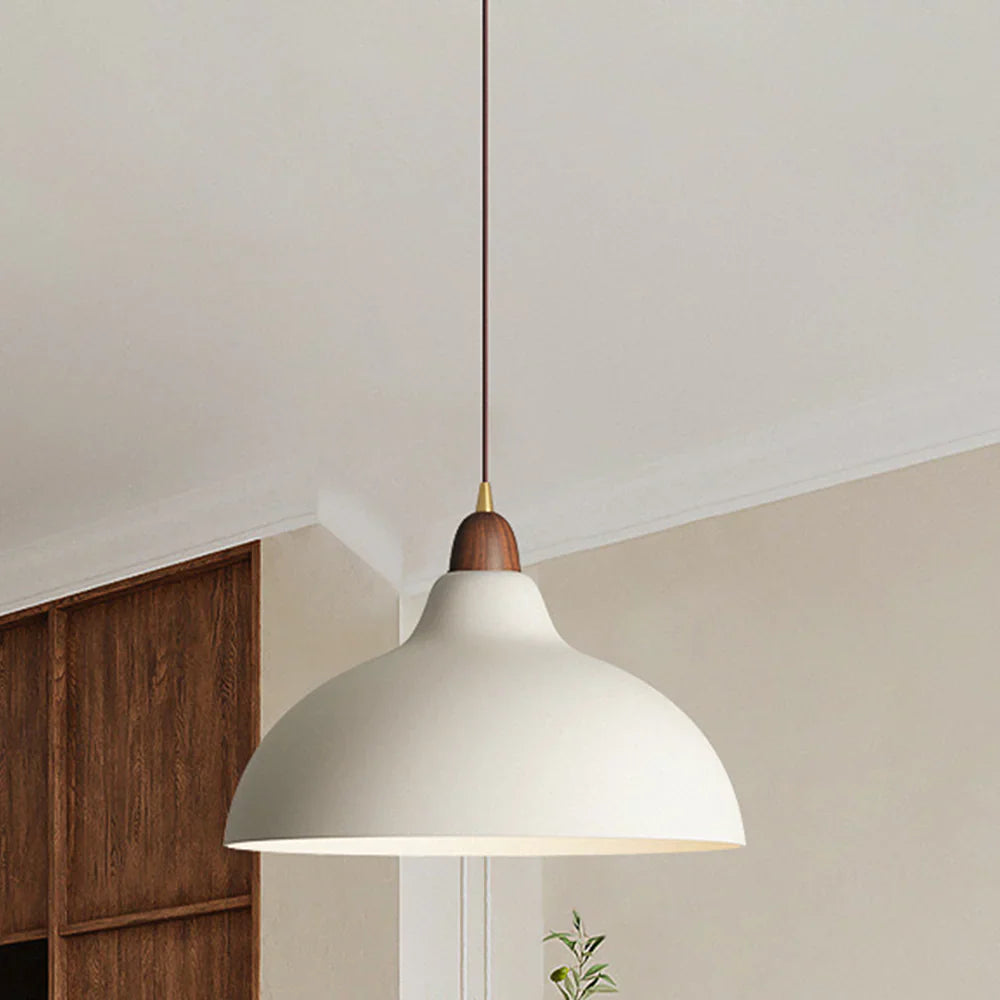 Modern Pendant Light with Wooden Accent – Minimalist Design