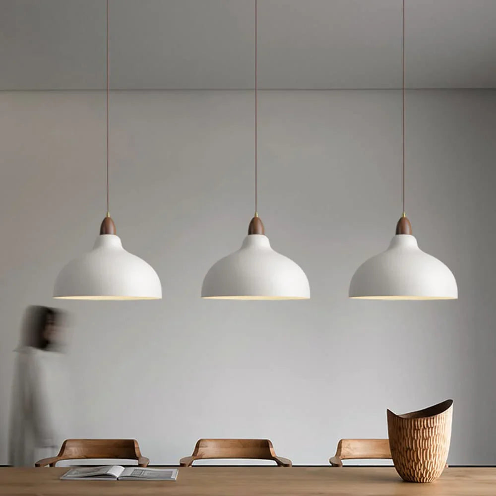 Modern Pendant Light with Wooden Accent – Minimalist Design