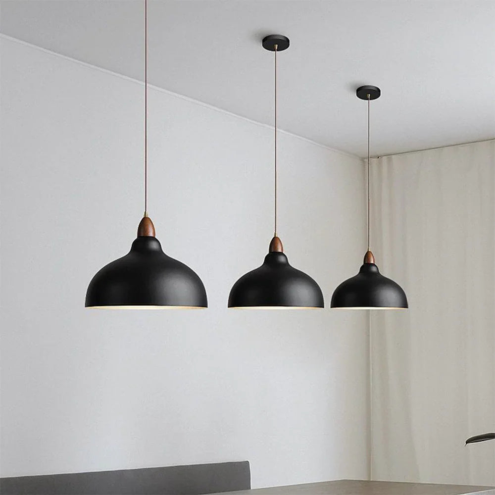 Modern Pendant Light with Wooden Accent – Minimalist Design