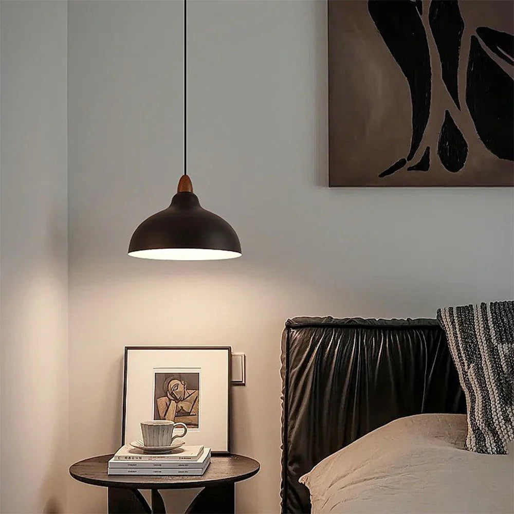 Modern Pendant Light with Wooden Accent – Minimalist Design