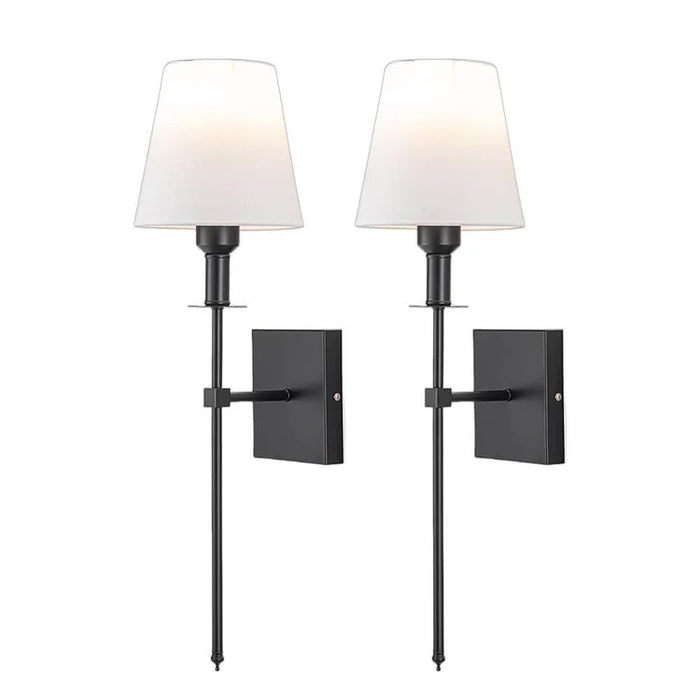 Classic Wireless Wall Lamp with Fabric Shade – Elegant Sconce for Living Room and Bedroom (Set of 2)