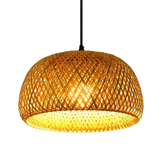 Boho Rattan Pendant Light – Handwoven Bamboo Ceiling Lamp