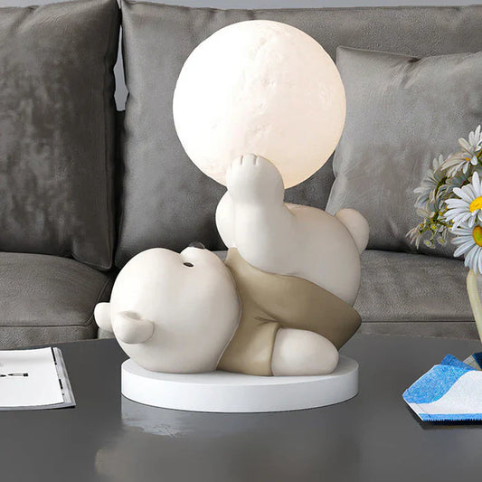 LED Bear Night Light with Glowing Orb – Decorative Table Lamp for Children's Rooms