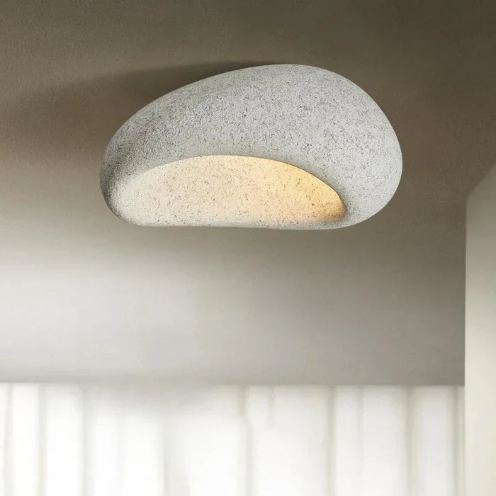 Wabi-Sabi Style LED Ceiling Light – Decorative Flush Mount with Organic Stone Shape