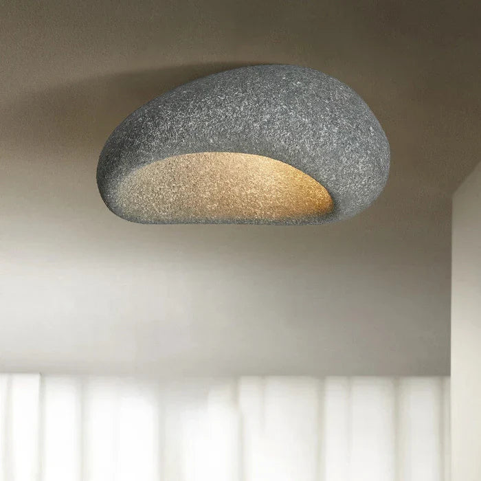 Wabi-Sabi Style LED Ceiling Light – Decorative Flush Mount with Organic Stone Shape