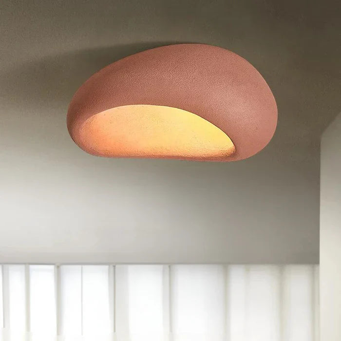 Wabi-Sabi Style LED Ceiling Light – Decorative Flush Mount with Organic Stone Shape