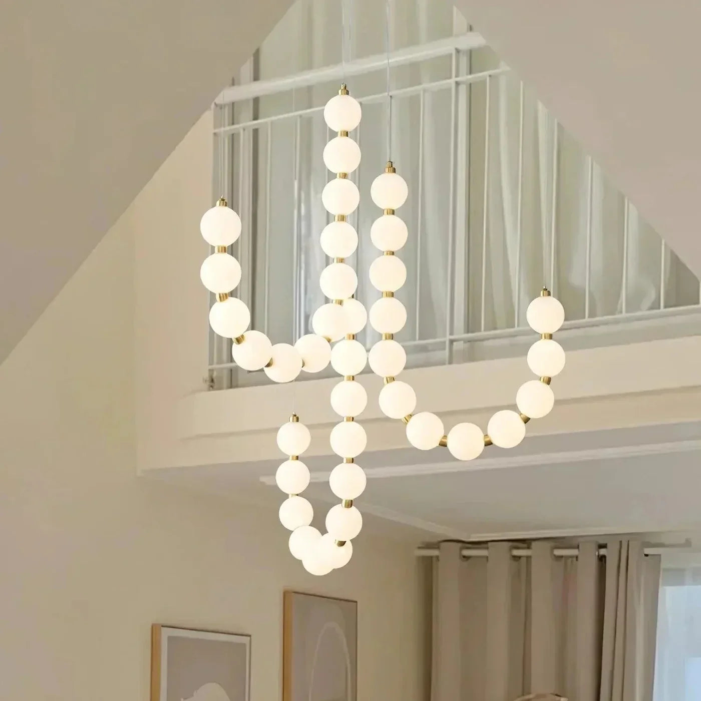 Modern LED Pendant Light – Necklace-Inspired Design with Glowing Spheres