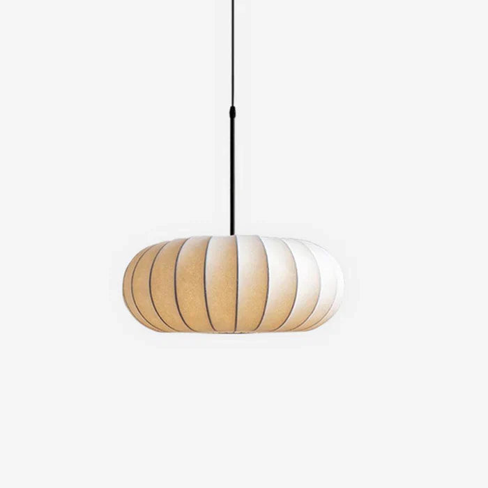 Japandi-Style Rice Paper Pendant Light – Oval Shade with Subtle Ribbing