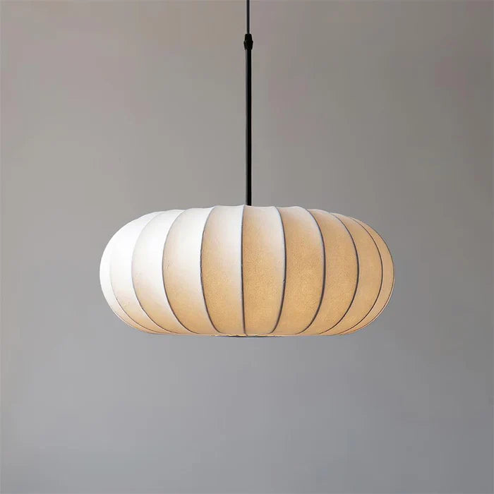 Japandi-Style Rice Paper Pendant Light – Oval Shade with Subtle Ribbing