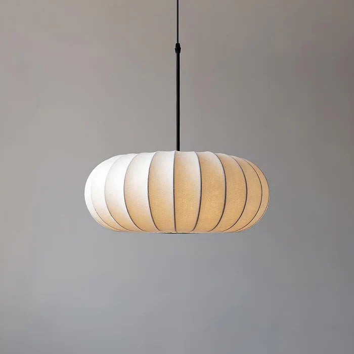 Japandi-Style Rice Paper Pendant Light – Oval Shade with Subtle Ribbing