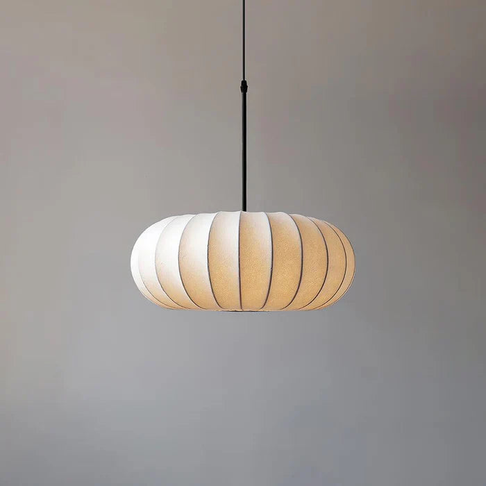Japandi-Style Rice Paper Pendant Light – Oval Shade with Subtle Ribbing