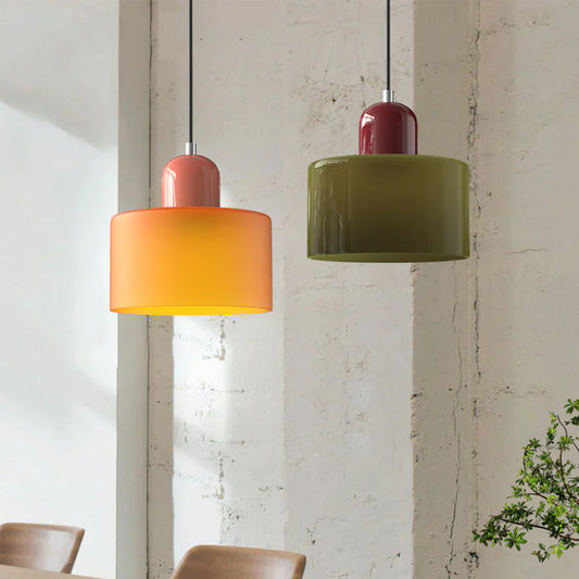 Modern Bauhaus-Style Pendant Light – Colourful Glass Design