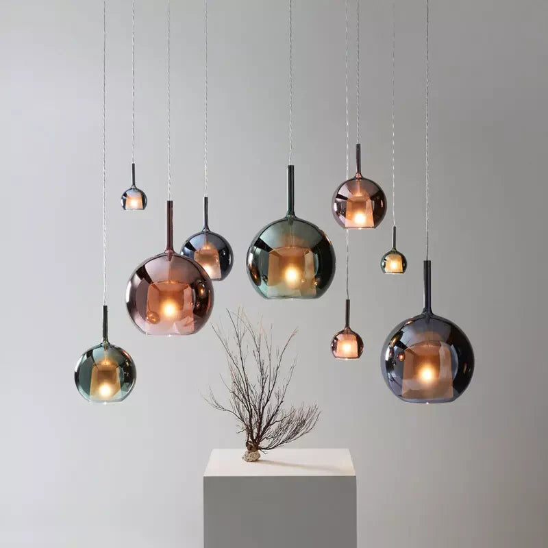 Modern Pendant Light with Glass Shades – Smoked Glass Cluster Ceiling Lamp
