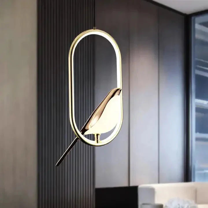 Luxury Pendant Light with Golden Bird