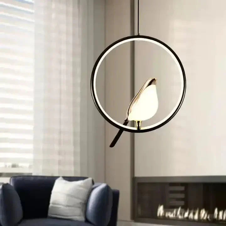 Luxury Pendant Light with Golden Bird