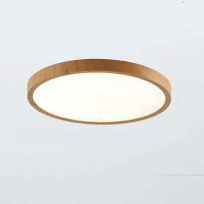 Modern Round LED Ceiling Light with Wooden Frame