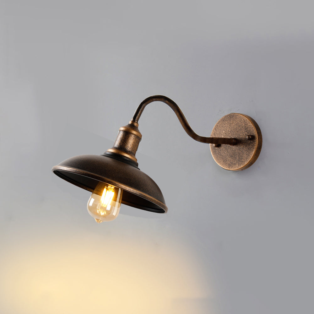Rustic Bowl Gooseneck Metal Outdoor Wall Light - Arrielight