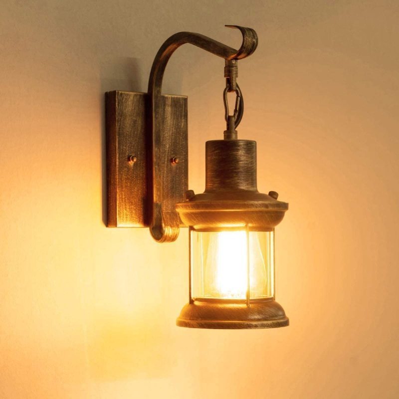 Hanging Lantern Wall Light with Glass Shade - Arrielight