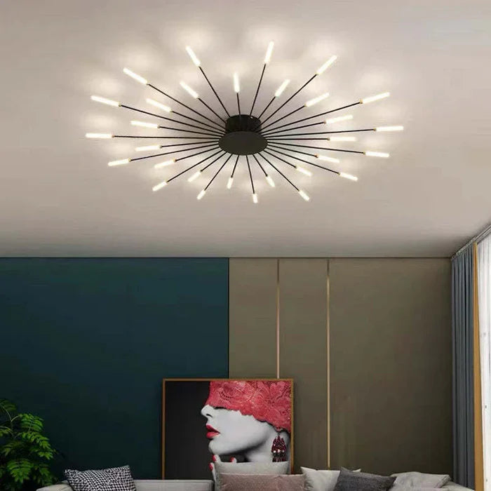 Modern LED Ceiling Chandelier – Minimalist Sunburst-Inspired Design