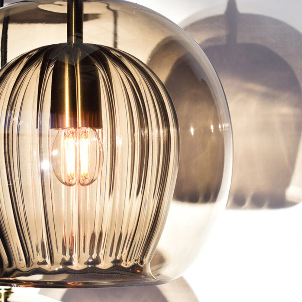 Double Glass Globe Ceiling Pendant with Ribbed Inner Shade - Arrielight