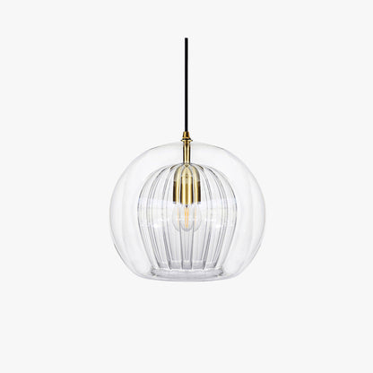 Double Glass Globe Ceiling Pendant with Ribbed Inner Shade - Arrielight