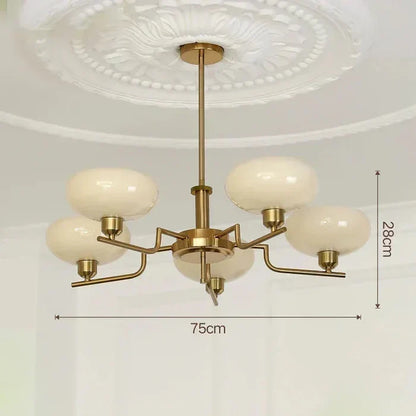 Modern Chandelier with Opal Glass Shades – Elegant Ceiling Light