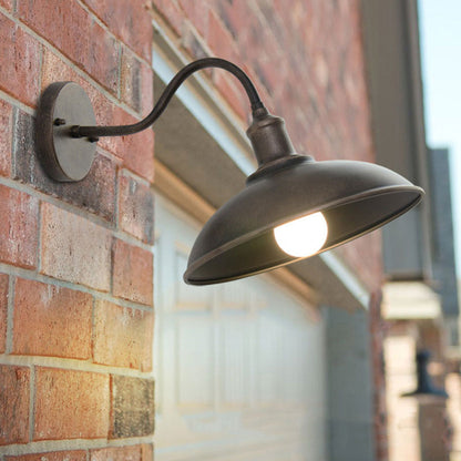 Rustic Bowl Gooseneck Metal Outdoor Wall Light - Arrielight