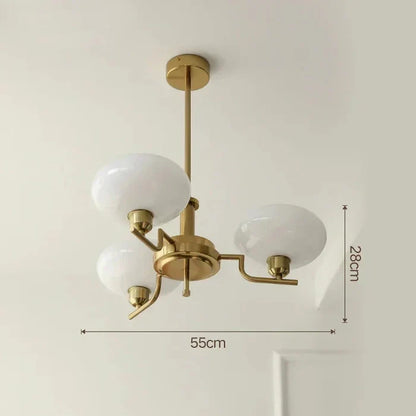 Modern Chandelier with Opal Glass Shades – Elegant Ceiling Light