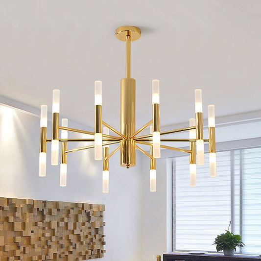 Cylindrical 20 Light Metal Chandelier with Frosted Tubes - Arrielight