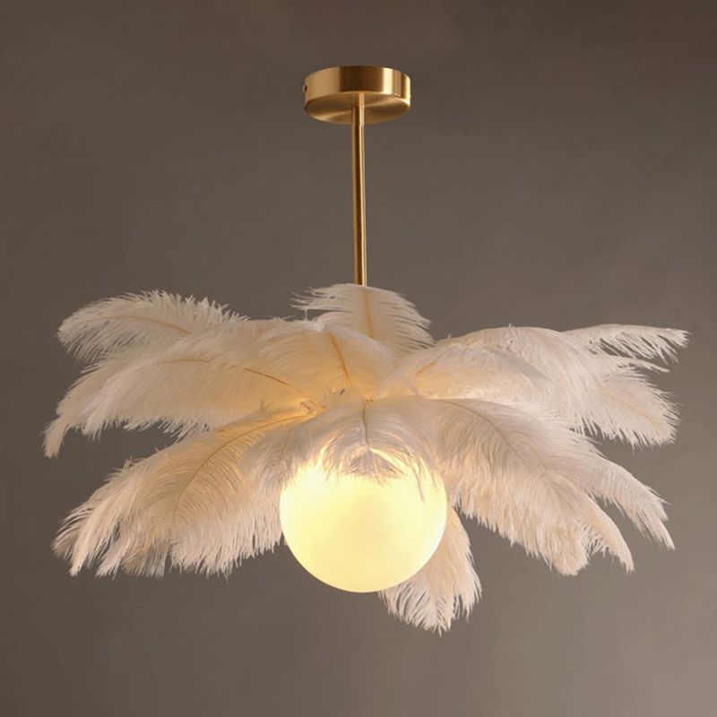 Ostrich Feather Chandelier with Crystal Birds - Arrielight