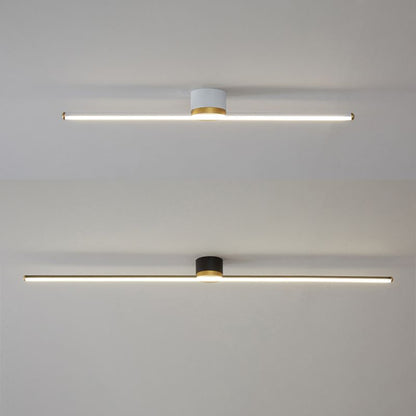 Slim Linear Bar Flush Ceiling Light with Gold Detail - Arrielight