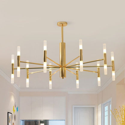 Cylindrical 20 Light Metal Chandelier with Frosted Tubes - Arrielight