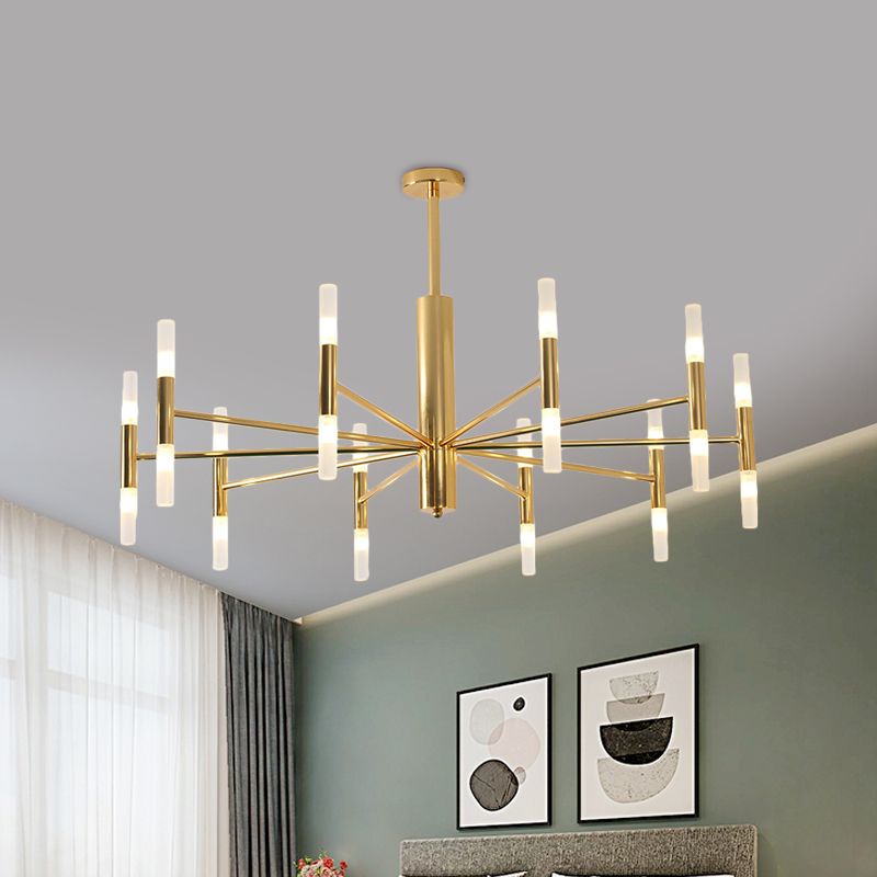Cylindrical 20 Light Metal Chandelier with Frosted Tubes - Arrielight