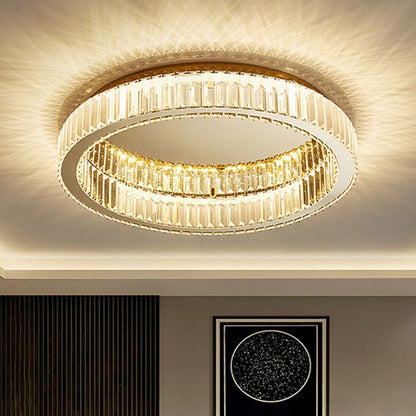 Circular Crystal Art Deco Flush Ceiling Light - Arrielight