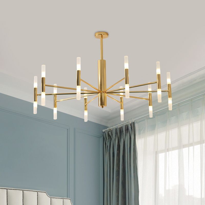 Cylindrical 20 Light Metal Chandelier with Frosted Tubes - Arrielight