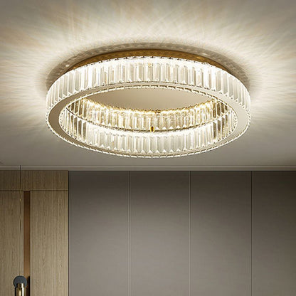 Circular Crystal Art Deco Flush Ceiling Light - Arrielight