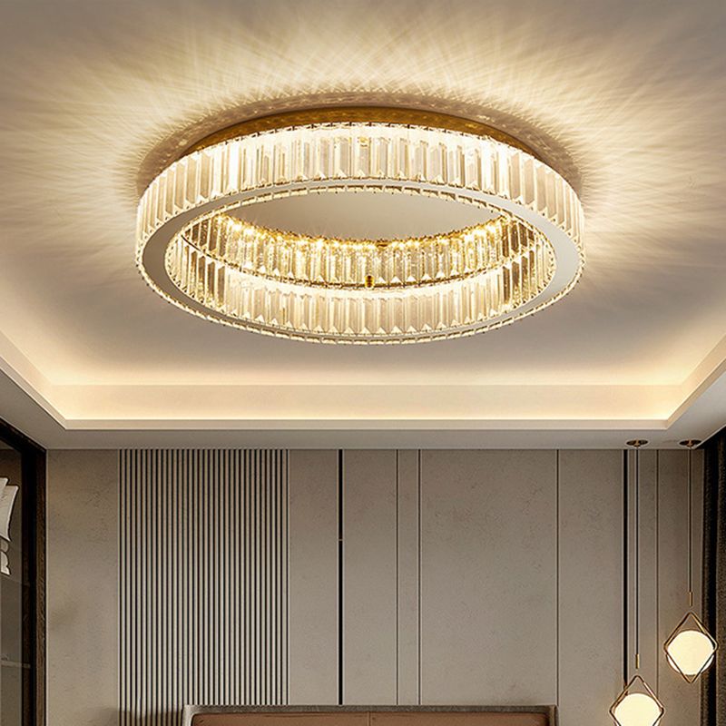 Circular Crystal Art Deco Flush Ceiling Light - Arrielight