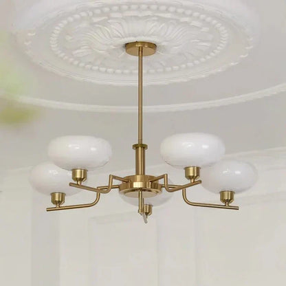 Modern Chandelier with Opal Glass Shades – Elegant Ceiling Light