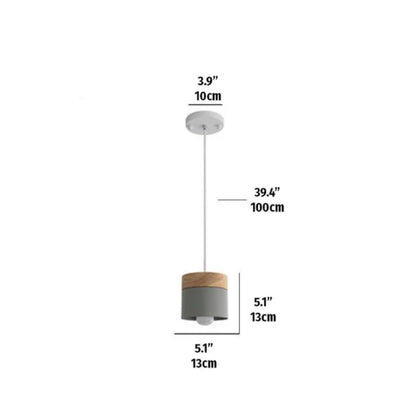 Scandinavian Pendant Light – Metal Shade with Wooden Accent, Minimalist Ceiling Lamp