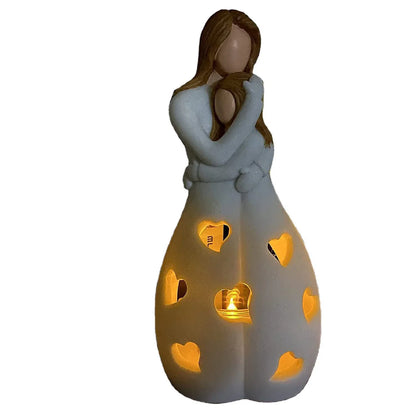 Mother and Child LED Decorative Lamp – Mood Light with Heart Cut-Outs
