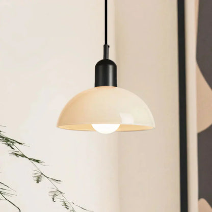 Colourful Retro Pendant Light with Semi-Dome Glass Shade