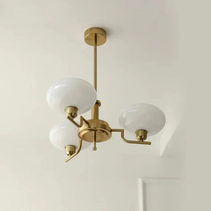 Modern Chandelier with Opal Glass Shades – Elegant Ceiling Light