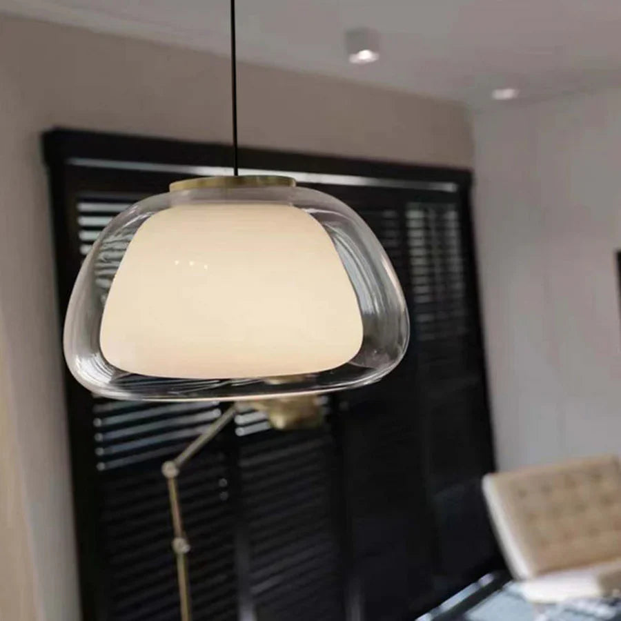 Modern LED Pendant Light with Double Glass Shade